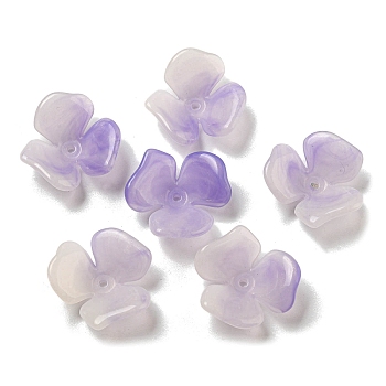 Two-tone Opaque Acrylic Bead Caps, Gradient Color, Flower, Medium Purple, 23x21.5x8.5mm, Hole: 1.6mm