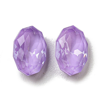 Glass Rhinestone Cabochons, Point Back & Back Plated, Faceted, Oval, Purple Velvet, 10x6.5x4mm