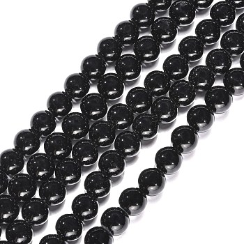 Synthetic Black Stone Beads Strands, Dyed, Round, Black, 12mm, Hole: 1mm, about 32pcs/strand, 14.5~15 inch