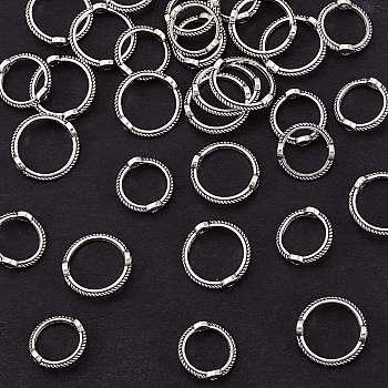 40Pcs 2 Styles Alloy Bead Ring Antique Fried Dough Twists Bead Ring Straight Hole Circle Bead Ring DIY Bracelet Accessories Materials, Silver, 13mm