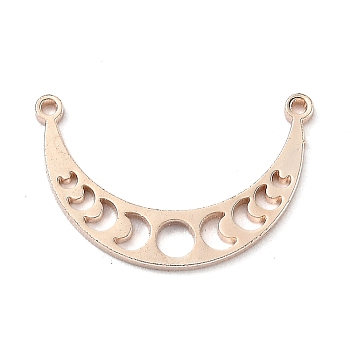 10Pcs 304 Stainless Steel Links, Moon Phase Links, Mooon, Rose Gold, 21.5x14x1mm, Hole: 1mm