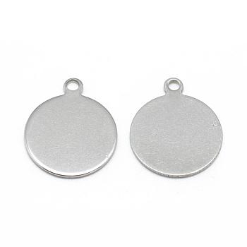 201 Stainless Steel Stamping Blank Tag Pendants, Flat Round, Stainless Steel Color, 29x25x1mm, Hole: 2mm