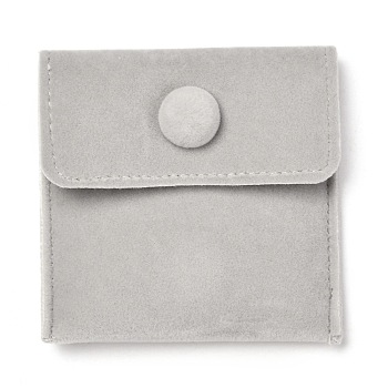 Square Velvet Jewelry Bags, with Snap Fastener, Gainsboro, 6.7~7.3x6.7~7.3x0.95cm