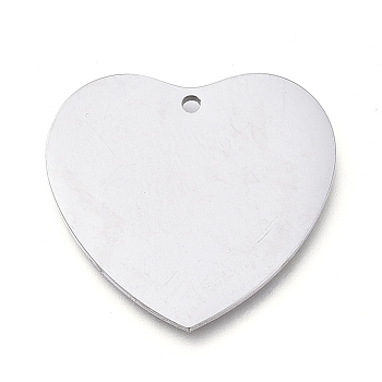 304 Stainless Steel Pendants, Manual Polishing, Stamping Blank Tag, Laser Cut, Heart, Stainless Steel Color, 19.2x20x0.8mm, Hole: 1.2mm