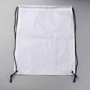 Polyester Storage Pouches, Rectangle Drawstring Bags, White, 42x34x0.55cm