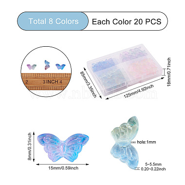 Cheriswelry 160pcs 8 couleurs pendentifs en verre bicolore(DIY-CW0001-23)-3