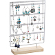 1 Set 5-Tier Rectangle Iron Jewelry Dangle Earring Organizer Holder with Wooden Base(EDIS-SC0001-07B)-1