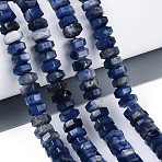 Natural Sodalite Beads Strands, Faceted, Hexagon, 6.5~7x3~3.5mm, Hole: 0.8~1mm, about 109~113pcs/strand, 14.76~15.16 inch(37.5~38.5cm)(G-N357-14A-03)