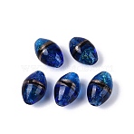 Two Tone Color Handmade Foil Glass Beads, Waist Drum, Blue, 17~19x11~12.5mm, Hole: 0.8~1.4mm(FOIL-Q001-01A)