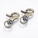 Tibetan Style Alloy Swivel Lobster Claw Clasps, Swivel Snap Hook, Brushed Antique Bronze, 31x16.5x6mm, Hole: 7~9mm(PALLOY-L206-01AB)