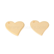 201 Stainless Steel Stamping Blank Tag Charms, Manual Polishing, Heart, Vacuum Plating, Real 18K Gold Plated, 10x12x1mm, Hole: 1mm(STAS-F231-053G)