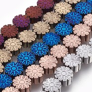 Electroplated Non-magnetic Synthetic Hematite Bead Strand, Flower, Mixed Color, 6.5x3mm, Hole: 1mm, about 61pcs/strand, 15.7 inch(40cm)(G-E498-04)