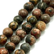 Natural Leopard Skin Jasper Beads Strands, Round, 6mm, Hole: 0.8mm, about 63pcs/strand,  14.76 inch(37.5cm)(G-I199-23-6mm)
