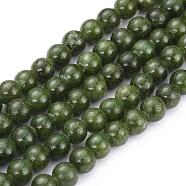 Natural Yellow Jade Beads Strands, Dyed, Round, Olive Drab, 8mm, Hole: 1mm, about 50pcs/strand, 15.75 inch(G-G598-8mm-YXS-25)