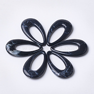 Acrylic Pendants, Imitation Gemstone Style, teardrop, Black, 44.5x25.5x6mm, Hole: 1.4mm, about 185pcs/500g(OACR-T007-04D)
