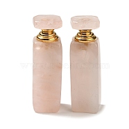 Natural Rose Quartz Dropper Perfume Bottle, with Golden Tone 304 Stainless Steel Findings, SPA Aromatherapy Essemtial Oil Empty Bottle, 2.35~2.4x2.4~2.45x8.1~8.4cm(DJEW-H010-01G-02)