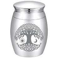 Alloy Cremation Urn, with Disposable Flatware Spoons, Silver Polishing Cloth & Velvet Packing Pouches, Tree of Life, 40.5x30mm(AJEW-CN0002-27B)