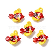 Handmade Lampwork Pendants, Fish, Red, 30~32.5x31~32.5x16~19mm, Hole: 2.5~4mm(LAMP-G162-01D)