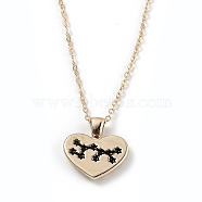 Golden Plated Heart with Constellation/Zodiac Sign Alloy Enamel Pendant Necklaces, Black, Sagittarius, 17.2~17.63 inch(43.7~44.8cm)(NJEW-H214-A11-G)