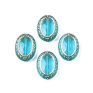 Plating Acrylic Beads, Metal Enlaced, Oval, Dark Turquoise, 17.5x13x5.5mm, Hole: 1.6mm(X-PACR-N008-021)