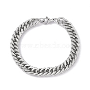 201 Stainless Steel Curb Chain Bracelet with 304 Stainless Steel Clasps for Men Women, Stainless Steel Color, 8-1/8 inch(20.5cm), Link: 13x9x2mm(BJEW-M235-02B-P)