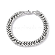 Tarnish Resistant 201 Stainless Steel Curb Chain Bracelet with 304 Stainless Steel Clasps for Men Women, Stainless Steel Color, 8-1/8 inch(20.5cm), Link: 13x9x2mm(BJEW-M235-02B-P)