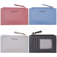 AHADEMAKER 4Pcs 4 Colors PU Leather Wristlet Wallets, Korean Style Change Purse, Credit Card Holder, with Iron Zipper, Rectangle, Mixed Color, 8.7x14x0.9cm, 1pc/color(AJEW-GA0004-52)