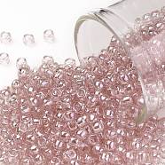 TOHO Round Seed Beads, Japanese Seed Beads, (290) Transparent Luster Rose, 8/0, 3mm, Hole: 1mm, about 222pcs/bottle, 10g/bottle(SEED-JPTR08-0290)