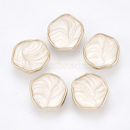 CCB Plastic Shank Buttons, with Enamel, Rose Gold, Floral White, 24x23.5x9.5mm, Hole: 3.5mm(BUTT-S024-05C)