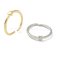 Brass Cuff Rings, Open Rings, Long-Lasting Plated, Heart, Mixed Color, US Size 6, Inner Diameter: 17mm(RJEW-L100-006)