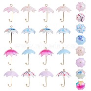 16Pcs Acrylic Umbrella Charms Pendants Acrylic Dangle Charm with Brass Loops for Jewelry Necklace Earring Making Handmade, Mixed Color, 23.5x19mm, Hole: 2mm(JX313A)