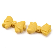 Baking Paint Opaque Acrylic Beads, Bowknot, Yellow, 21x29x8mm, Hole: 2mm(MACR-D024-02B)