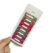 8Pcs Leopard Print Rectangle Alloy Snap Hair Clips for Girl, Mixed Color, 60x20x10mm(PW-WG06244-03)