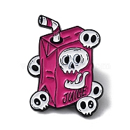 Enamel Pins, Black Alloy Badge for Halloween, Drink with Skull, 27.5x22x1.5mm(JEWB-Q037-01C)