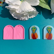 Food Grade Pendant Silicone Bust Statue Molds, for Earring Makings, Bakeware Tools, For DIY Cake Decoration, Chocolate, Candy Mold, Arch with Terrified Human Pattern, Pink, 42.5x62x5mm, Hole: 2mm, Inner Diameter: 40x29mm(DIY-D050-25)