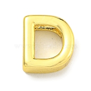 Brass Beads, for Personalized Name Necklace Making, Real 18K Gold Plated, Letter D, 8x7x3mm, Hole: 1.8x1mm(KK-K354-07G-D)