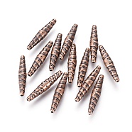 Tibetan Style Alloy Beads, Lead Free and Cadmium Free, Tube, Red Copper, 25x5mm, Hole: 1mm(RLF0480Y-NF)