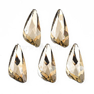 Electroplated Glass Cabochons, Silver Plated Back, Faceted, Teardrop, Tan, 32x14x6mm(EGLA-N006-040)