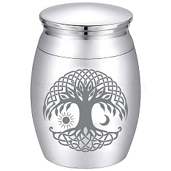 Alloy Cremation Urn, with Disposable Flatware Spoons, Silver Polishing Cloth & Velvet Packing Pouches, Tree of Life, 40.5x30mm(AJEW-CN0002-27B)