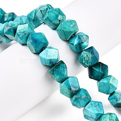 Synthetic Turquoise Beads Strands, Faceted Cube, Dark Turquoise, 10x10x10~11mm, Hole: 1mm, about 20pcs/strand, 7.95''(20.2cm)(TURQ-T004-01)