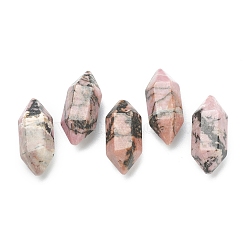 Faceted No Hole Natural Bullet Rhodochrosite Beads, Double Pointed, for Wire Wrapped Pendants Making, 19~22x7~8mm(G-K034-20mm-14)