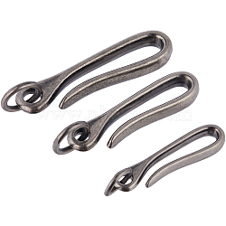 3Pcs 3 Styles Tibetan Style Alloy Hook Clasps, with Jump Rings, for Keychain Making, Antique Silver, 49.5~69x12.5~17.5x6~8.5mm, Hole: 13mm,  1pc/style(FIND-CP0001-71)