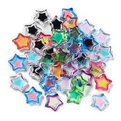 Transparent Two Tone Resin Cabochons, Star, Mixed Color, 9.5x9.8x2.5mm(RESI-E045-02)