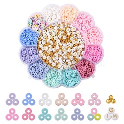 DIY Colorful Polymer Clay Beads Jewelry Making Kit, Including Flat Round Plating Acrylic Beads, CCB Plastic Round Beads and Disc/Flat Round Handmade Polymer Clay Beads, Mixed Color, about 118g/box(DIY-FS0002-13)