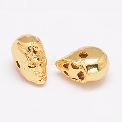 Brass Beads, Cadmium Free & Nickel Free & Lead Free, Real 18K Gold Plated, 12x8x11mm, Hole: 2mm(KK-E711-030G-NR)