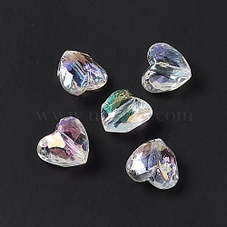Transparent Acrylic Beads, AB Color, Faceted Heart, Clear AB, 16.5x18.5x11mm, Hole: 2.8mm(OACR-E004-13)