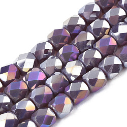 Electroplate Glass Beads Strands, AB Color Plated, Faceted, Column, Rosy Brown, 5.5x5mm, Hole: 1.2mm, about 99pcs/strand, 21.85 inch(55.5cm)(EGLA-N002-13-A02)