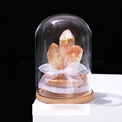 Natural Crystal Cluster Decorations, with Glass & Wood Base for Home Office Desktop Decoration, 52x70~80mm(PW-WG60432-01)