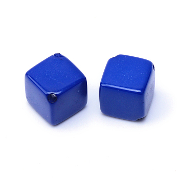 Opaque Acrylic Beads, Cube, Blue, 8x8x8mm, Hole: 1mm, about 880pcs/500g