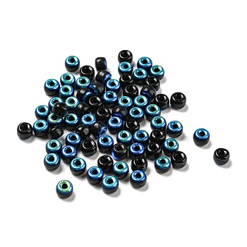 Glass Seed Beads, AB Color, Rondelle, Cyan, 4x3mm, Hole: 1.2mm,  20g/bag